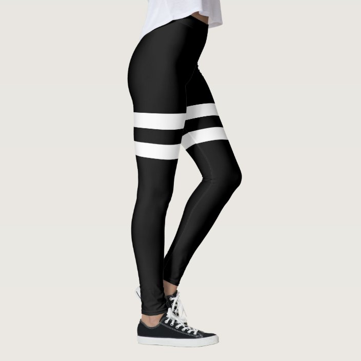 black pants with two white stripes
