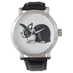Black and White Dutch Rabbit Wristwatch