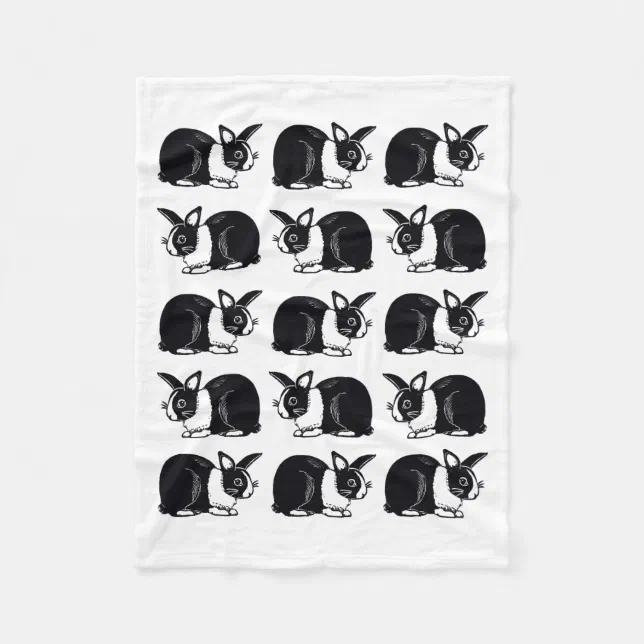 Black and White Dutch Rabbits Fleece Blanket Zazzle