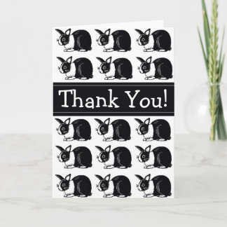 Black and White Dutch Rabbits Thank You Card