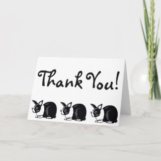 Black and White Dutch Rabbits Thank You Card