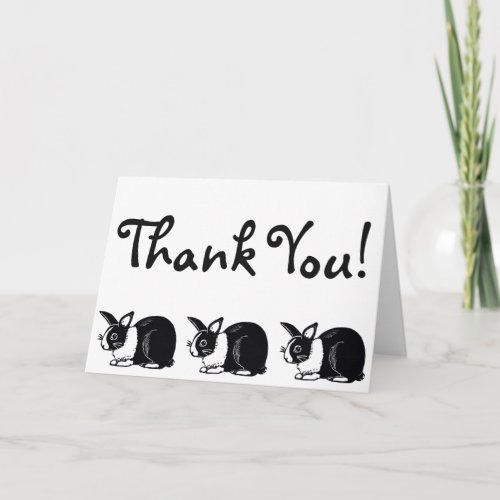 Black and White Dutch Rabbits Thank You Card