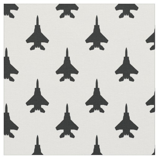 Black and White Eagle Fighter Jet Pattern Fabric