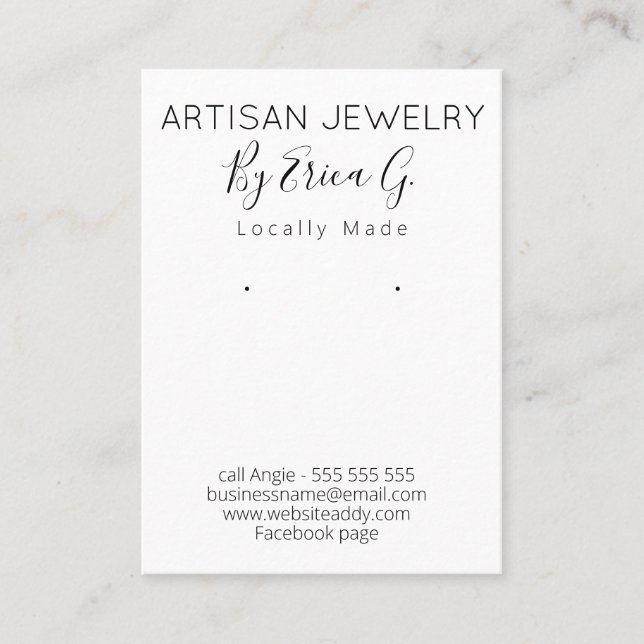 Black And White Earrings Jewelry Display Card (Front)