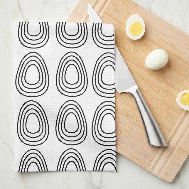 Black and White Easter Eggs  Kitchen Towel (Quarter Fold)