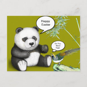 Black And White Easter Panda Holiday Postcard