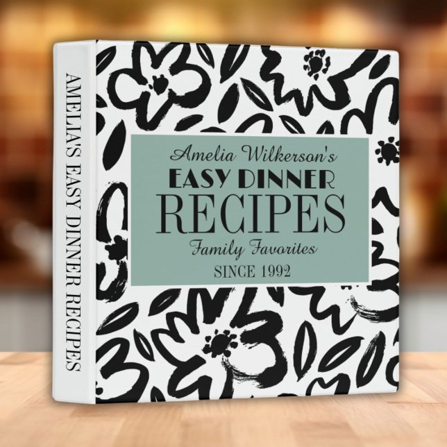  Black and white easy dinner recipe 3 Ring Binder (Creator Uploaded)
