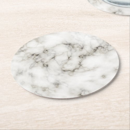 black and white Ebony Ivory marble stone finish Round Paper Coaster