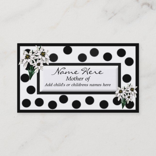 Black and White Edelweiss Mommy Card (Front)