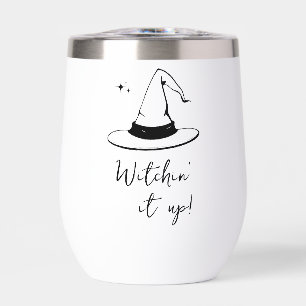 Black and White Edgy Grungy Halloween  Thermal Wine Tumbler
