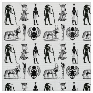 Black and white Egyptian Graphics Hieroglyphs Fabric