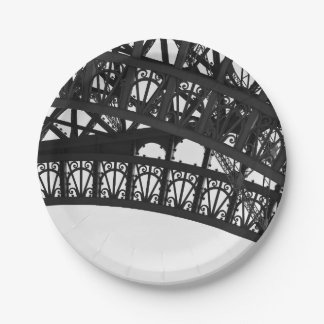 Black and White Eiffel Tower Arch Paper Plate