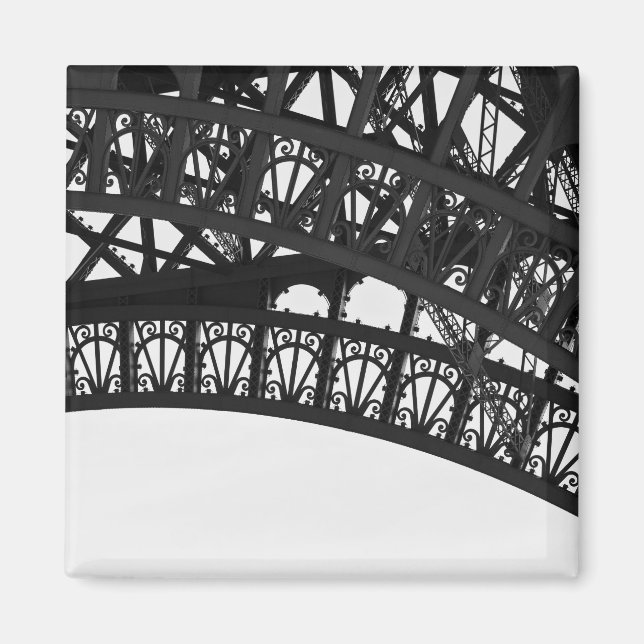 Black and White Eiffel Tower Arch Photo Magnet (Front)