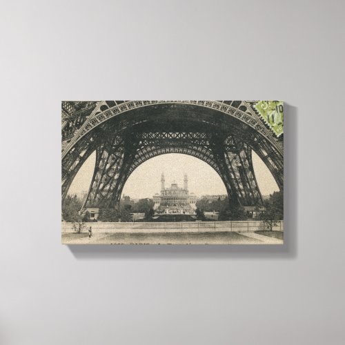 Black and White Eiffel Tower Base Canvas Print