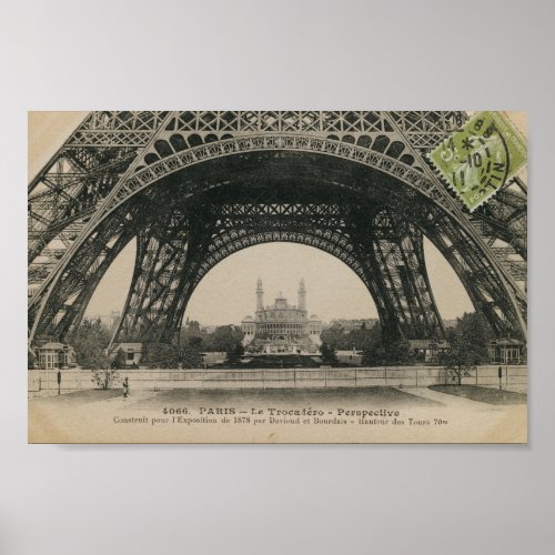 Black and White Eiffel Tower Base Poster