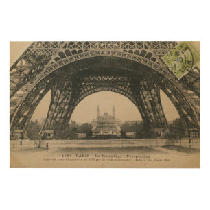 Black and White Eiffel Tower Base Wood Wall Art