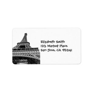 Black and White Eiffel Tower Label