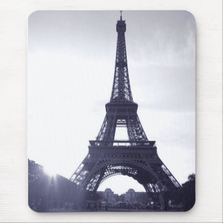Black and White Eiffel Tower Mouse Pad
