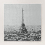 Black and White Eiffel Tower Paris Photography Jigsaw Puzzle<br><div class="desc">A cool photo of the Eiffel Tower in Paris,  France in black and white edited with a vintage,  old fashion vibe.</div>