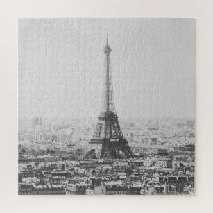 Black and White Eiffel Tower Paris Photography Jigsaw Puzzle