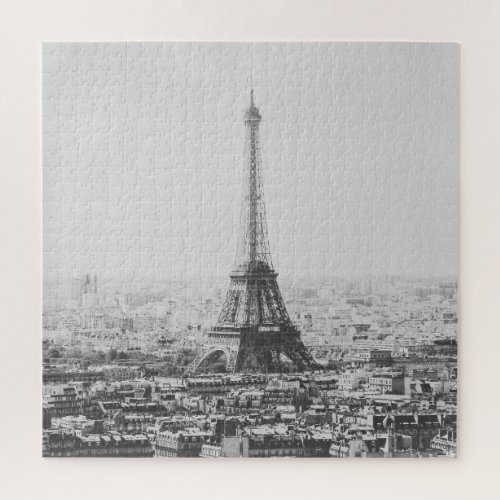Black and White Eiffel Tower Paris Photography Jigsaw Puzzle