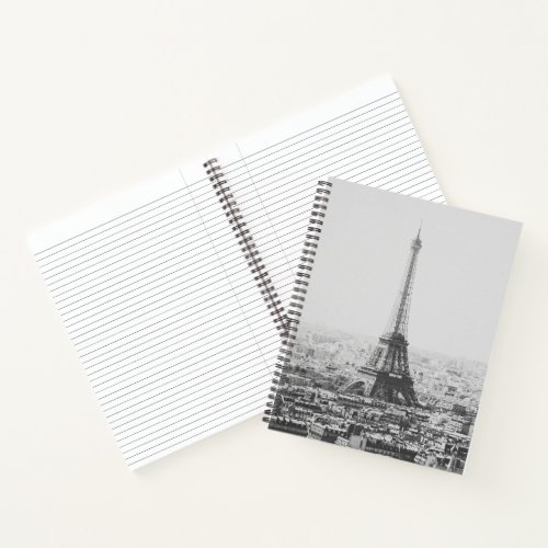 Black and White Eiffel Tower Paris Photography Notebook
