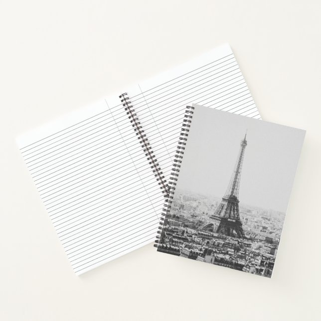 Black and White Eiffel Tower Paris Photography Notebook (Inside)