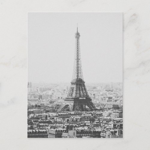 Black and White Eiffel Tower Paris Photography Postcard