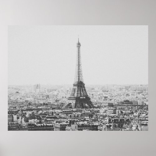 Black and White Eiffel Tower Paris Photography Poster