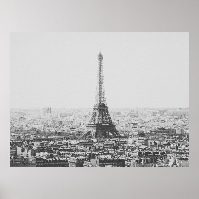 Black and White Eiffel Tower Paris Photography Poster (Front)