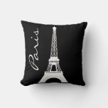 Black And White Eiffel Tower Paris Throw Pillow at Zazzle