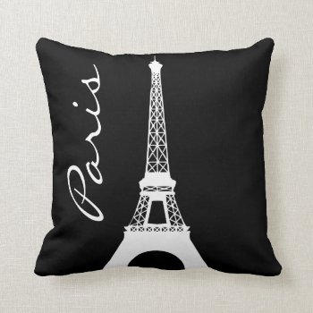 Black And White Eiffel Tower Paris Throw Pillow by theburlapfrog at Zazzle