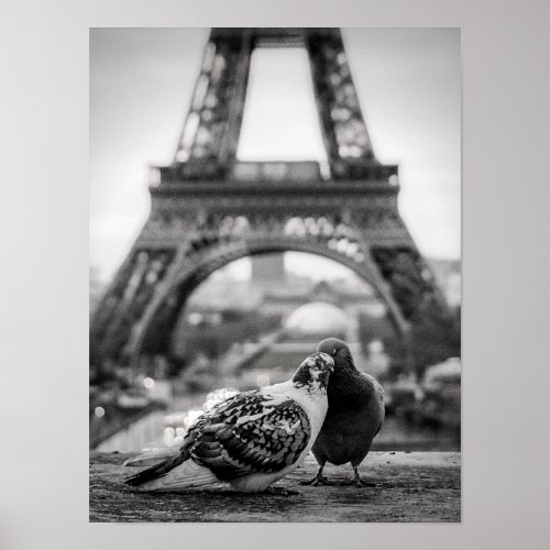 Black and white Eiffel Tower poster