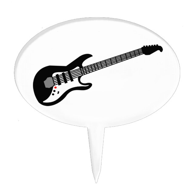 Black and White Electric Guitar Cake Topper (Front)