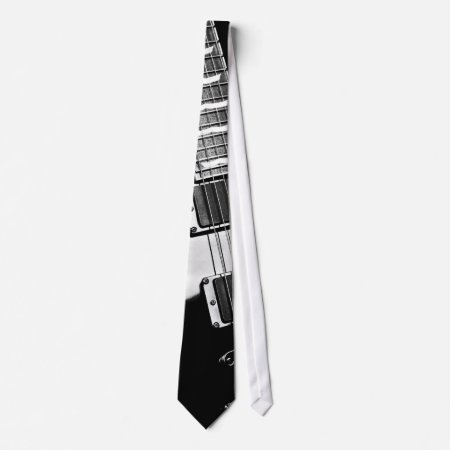 Black And White Electric Guitar Music Tie