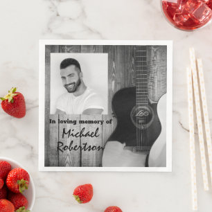 Black and White Electric Guitars Memorial Paper Dinner Napkins