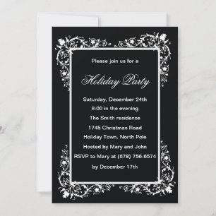 Black And White Elegance Party Invitations