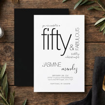 Black And White Elegant 50 & Fabulous Birthday