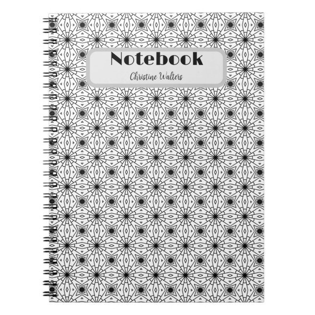 Black and White Elegant Abstract pattern Notebook (Front)