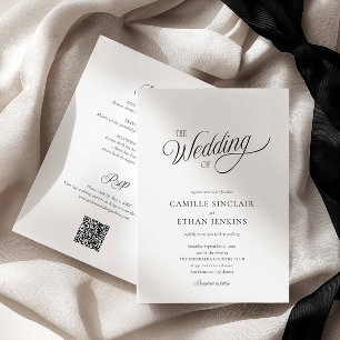 Black and White Elegant All in One Wedding Invitation