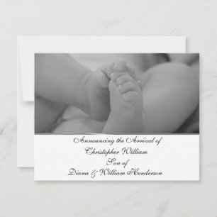 Black and White Elegant Baby Announcement
