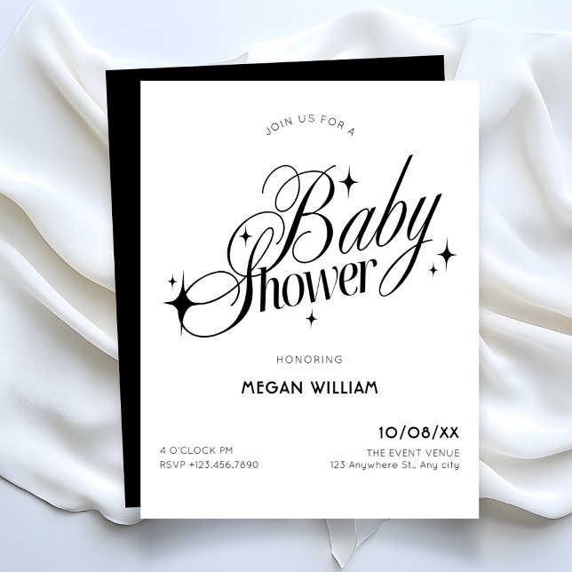 Black and white elegant baby shower invitation (Creator Uploaded)