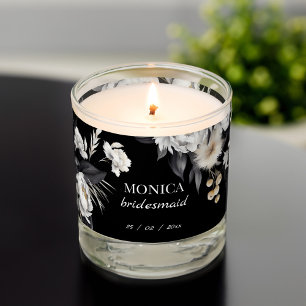 Black and white elegant boho bridal party favors scented candle