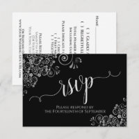 Black and White Elegant Calligraphy Frilly Wedding
