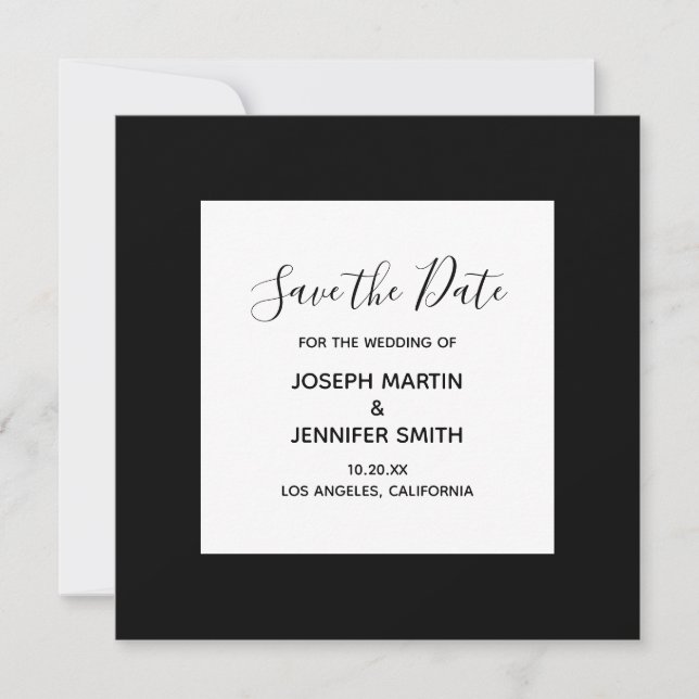 Black and White Elegant Calligraphy Save the Date (Front)