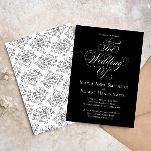 Black and White Elegant Calligraphy Script Classic Invitation