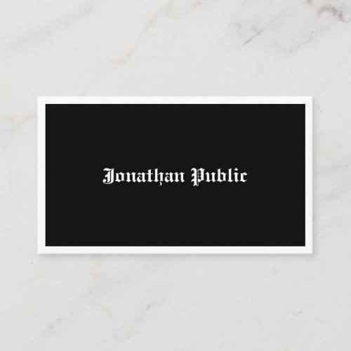Black And White Elegant Calligraphy Script Trendy Business Card