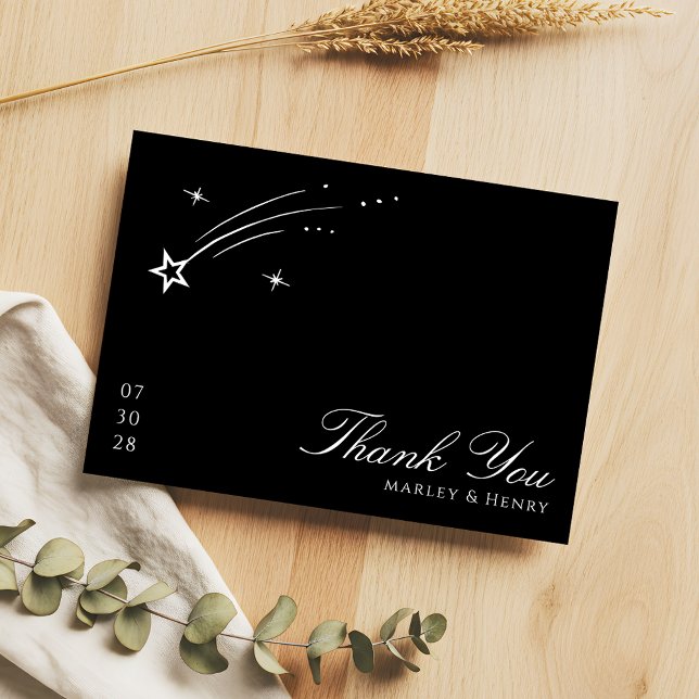 Black and White Elegant Celestial Wedding Thank You Card (Creator Uploaded)