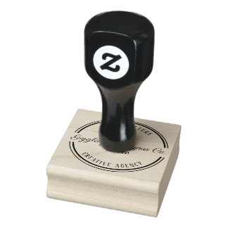 Black and White Elegant Circle Logo Rubber Stamp