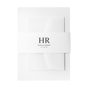 Black and White Elegant Classic Monogram Wedding Invitation Belly Band